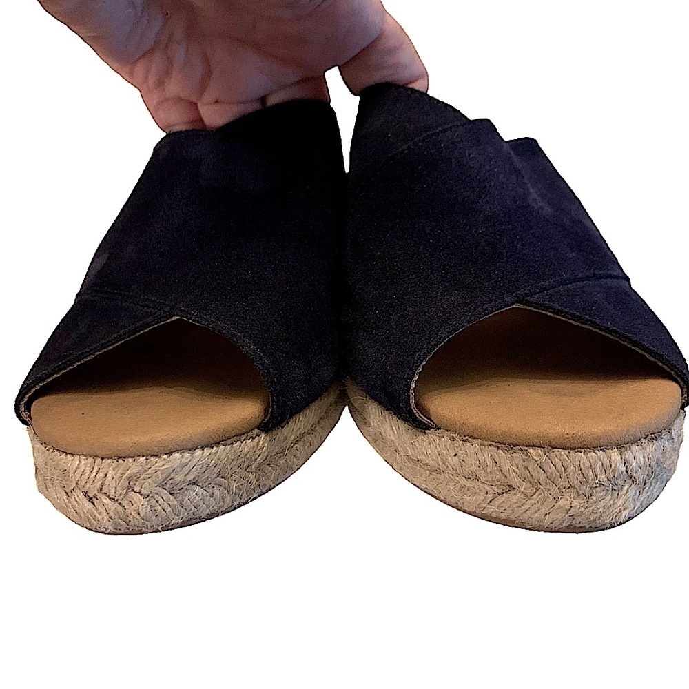 PASEART Navy Suede Criss Cross Platform Wedge Espadrille Size 41 EU - Picture 7 of 11